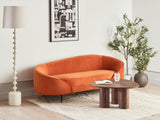 Canapé en Velours Courbé Glamour Orange à 3 Places Pieds Dorés Brillants Savar