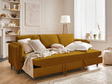 Lisa Design - Canapé Convertible Brooke en Velours - Canapé Lit - Sofa Jaune 3 Places - Salon