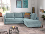 Lisa Design - Canapé d'angle Convertible - Angle Droit - Jake en Velours Côtelé - Canapé Lit - Sofa Bleu 5 Places - Salon