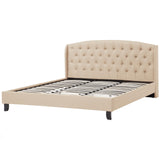 Lit Double en Tissu Beige 180 x 200 cm Haute Tête de Lit Chesterfield avec Touche Glamour pour Chambre au Style Moderne ou Classique Beliani