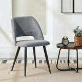 WAFTING Lot de 2 Chaises de Salle à Manger, Chaise avec Velours Côtelé en Éponge Épaisse, Chaise de Cuisine avec Pieds Métalliques Séparés, pour Salle à Manger, Cuisine et Réception, Gris