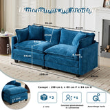 SoarFlash Canapé modulaire 2 Places 198 cm en Chenille Bleue avec Coussins