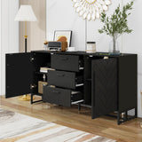 Zepneiy Buffet élégant avec 2 Portes et 3 tiroirs pour Salle à Manger, Cuisine et Salon, Noir