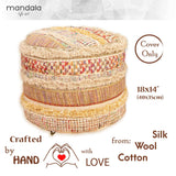Mandala Life ART Bohemian Stool Ottoman Cover -35x45 cm - Tabouret de Luxe au décor Artisanal pour la méditation, Le Yoga et Le Tabouret Boho Chic