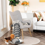 MEUBLE COSY Lot de 2 Fauteuil de Salon Chambre Scandinave Chaise Coiffeuse avec Accoudoirs et Assise Épais Pied Bois Massif Rembourré en Tissu Gris