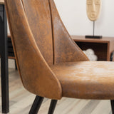 MEUBLE COSY Lot de 4 Chaises de Salle à Manger Rétro Fauteuil Assise rembourrée en suédine Pieds en métal pour Cuisine Salon Chambre Bureau, Style Industriel, Marron, 52,5x49,5x83cm