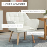 HOMCOM Fauteuil de salon Fauteuil à oreilles Fauteuil de relaxation avec pieds en caoutchouc, fauteuil de lecture avec aspect velours, fauteuil rembourré pour chambre à coucher, scandinave, blanc