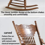 Fauteuils de salon à bascule,rocking chair adulte interieur,rocking chair adulte en bois,Grand dossier avec texte gravé, adapté pour porche, jardin, bureau, terrasse, chaise rétro ( Color : Walnut , S