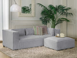 Lisa Design - Canapé Stella en Velours Côtelé - Sofa Gris Clair 3 Places - Salon