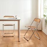 [en.casa] Lot de 2 Chaises Pliantes Ensemble de 2 Sièges de Salle à Manger Set de 2 Chaises pour Invités Cuisine Bureau Acier Chromé Polycarbonate 74 x 46 x 47 cm Orange Transparent