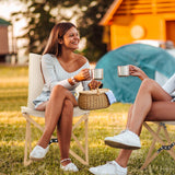 COSTWAY Chaise de Jardin Extérieur Lot de 2 Style Papillon, Chaise Pliante Camping Portable Bambou avec Sac, Chaise Extérieur Intérieur pour Pique-Nique Pêche Salon, Charge 150 KG (Beige)