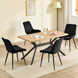 JIJIAN Lot de 4 Chaises de Salle à Manger, Chaises de Cuisine, Chaise tapissée, Chaise de Salon, Design avec Dossier, Assise en Velours avec Pieds Métalliques Noirs, Noir