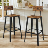VASAGLE Tabouret Bar Industriel, Lot de 2, Chaise Bar Cuisine, avec Dossier, Cadre en Acier, Montage Facile, Style Industriel, Marron Rustique et Noir d'encre LBC078B01