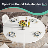 Table de Salle à Manger Ronde avec Plateau Effet MDF,120 * 120 * 75cm, avec Quatre Pieds en Métal, Blanche,Rétro Scandinave Parfaite (Blanche)