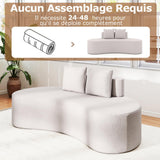 COSTWAY Canapé Compressé 2-3 Places, Canapé Courbé en Forme de Croissant avec 2 Coussins, Dossier Bas & Siège Spacieux en Mousse, Base Antidérapante, Aucun Assemblage, pour Salon, Bureau (Gris)