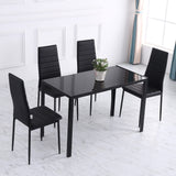 HOMCOM Table à Manger rectangulaire pour 4 Personnes, 120 x 60 x 75 cm, Table de Cuisine avec Plateau en Verre trempé et Pieds en métal, Style Moderne, Noir