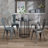DUHOME Chaise de Salle à Manger Lot de 4 Chaise de Cuisine Empilable Tabouret en Métal Siège avec Dossier pour Bar Café Salon Restaurant, Métallique