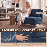 HOMCOM Canapé Convertible 2 Places 3 en 1 Oreillers 135x188cm Bleu