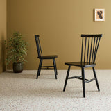 Alice's Home - Lot de 2 chaises Noires à barreaux en Bois d'hévéa. Romie. L 50.8 x P 44.2 x H 90cm