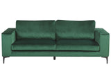 Beliani Canapé Fixe 3 Places Revêtu en Velours Vert de Qualité Un Design Tendance Idéal pour Salon Vintage Rétro et Glamour