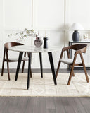 Lot de 2 Chaises de Cuisine Rétro Assise Rembourrée Teinte Bois Sombre et Gris Yuba