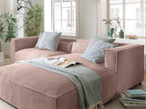 Lisa Design - Canapé d'angle Droit - Ela en Velours Côtelé - Sofa Rose 4 Places - Salon