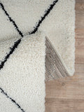 the carpet Bahar Shaggy Tapis de Salon élégant à Poils Longs, Doux et Facile d'entretien, crème/Noir, 160 x 230 cm