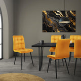 ML-Design Set de 4 Chaise de Salle à Manger, Jaune Moutarde, Revêtement en Velours, Pieds en Métal Noir, avec Dossier Ergonomique, Design Moderne, pour Le Salon Bureau Chambre Cuisine Table à Manger