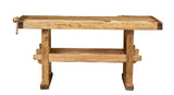 Etabli Rustique Style en Bois Massif de Tilleul Finition Naturelle L198 x PR88 x H90 cm