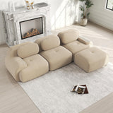 Canapé 3 Places avec revêtement hautement élastique, Canapé d'angle modulaire avec accoudoirs extra larges, Pour salonen hambre et home cinéma, en tissu velours côtelé Beige (sans assemblage)