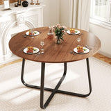 Suuiwau Table de salle à manger ronde 120 cm en bois marron noyer moderne pour cuisine, salon, salle à manger, terrasse, cour, café, bureau et autres endroits