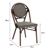 METRO Professional Chaise de terrasse NEUVILLE, Aluminium/rotin PE, 45 x 55 x 88 cm, empilable, Marron/Beige