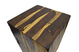 Brillibrum Table d'appoint design en bois véritable - Tabouret en bois flotté naturel carré - Hauteur : 45 cm
