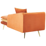 Chaise Longue de Salon Côté Gauche avec Rembourrage en Velours Orange Gonesse