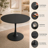 GOKHOMX Table Ronde Noire 110 cm - pour 4 à 6 Personnes, Parfaite pour la Cuisine, la Salle à Manger, Le Bistro et Les Conférences | Design Scandinave Moderne