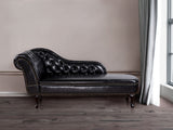 Chaise Longue Côté Gauche Méridienne en Cuir PU Noir Glamour Elégant Salon Nimes