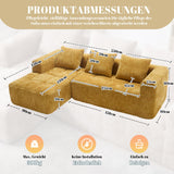 Zepneiy Canapé 3 Places en Forme de U, Fauteuil rembourré avec Méridienne, Canapé 3 Places Canapé Moderne Design accoudoirs et 3 Coussins, Chenille Jaune