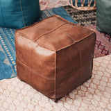 Baoblaze Housse de Pouf Marocain Non Rembourrée - Couverture de Pouf en Cuir PU Imperméable, pour Rangement et Déco Salon, Style Bohème, Siège de Sol et Repose-Pieds pour Chambre