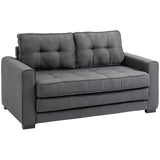 HOMCOM Canapé Convertible 2 Places canapé-lit avec Dossier capitonné, Coussins et Matelas Pliable au Sol, canapé en Tissu Effet Lin pour Salon, Chambre d'amis, 147,5 x 75 x 85 cm, Gris