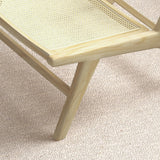 HOMCOM Fauteuil de Salon Relax, Fauteuil Lounge, Design bohème, Structure Bois d'hévéa, Dossier Assise cannage, Assise Profonde, pour Salon/Chambre, Naturel