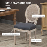 HOMCOM Lot de 4 Chaises de Salle à Manger Style Louis XVI Aspect Lin Gris