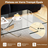 COSTWAY Table Basse Verre Axis, Table Basse Salon Transparente, Plateau Rectangulaire, Pieds Tubulaires en Métal Chromé, Design Argent Moderne, pour Appartement, Maison