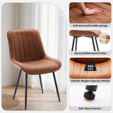 Lot de 2 Chaise Salle à Manger en vrai cuir,Chaise de cuisine Scandinave avec Siège rembourrée & Pieds en métal,Chaise à manger sans accoudoirs pour Salle à Manger,Cuisine,Salon(87X61X54CM,Brun)