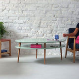 RAGABA OVO HIGH Table basse avec plateau de rangement Largeur 110 cm x profondeur 70 cm Facile à monter En bois FSC Rose poudré