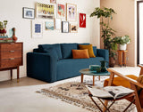 Best Mobilier - Topaze - canapé 3 Places - Convertible avec Coffre - en Velours côtelé - Bleu Ardoise