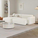 Mobilier-Deco Anais - Canapé d'angle Convertible en Tissu Bouclette Beige - Angle Gauche