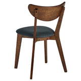 Lot de 2 Chaises de Salle à Manger en Bois d'Hévéa Foncé et Polyester Gris Erie