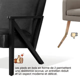 Yaheetech Fauteuil de Salon Lot de 2 en Similicuir Fauteuil d’appoint avec Cadre en Bois Pieds et Accoudoirs en Forme de Z Siège de Bureau Chambre Réception Noir