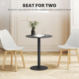 HOMCOM Table à manger ronde pour 2 personnes au design minimaliste, table moderne en acier, pour intérieur et extérieur, Ø 60 x 72 cm, noir