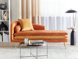 Chaise Longue de Salon Côté Gauche avec Rembourrage en Velours Orange Gonesse